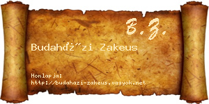 Budaházi Zakeus névjegykártya